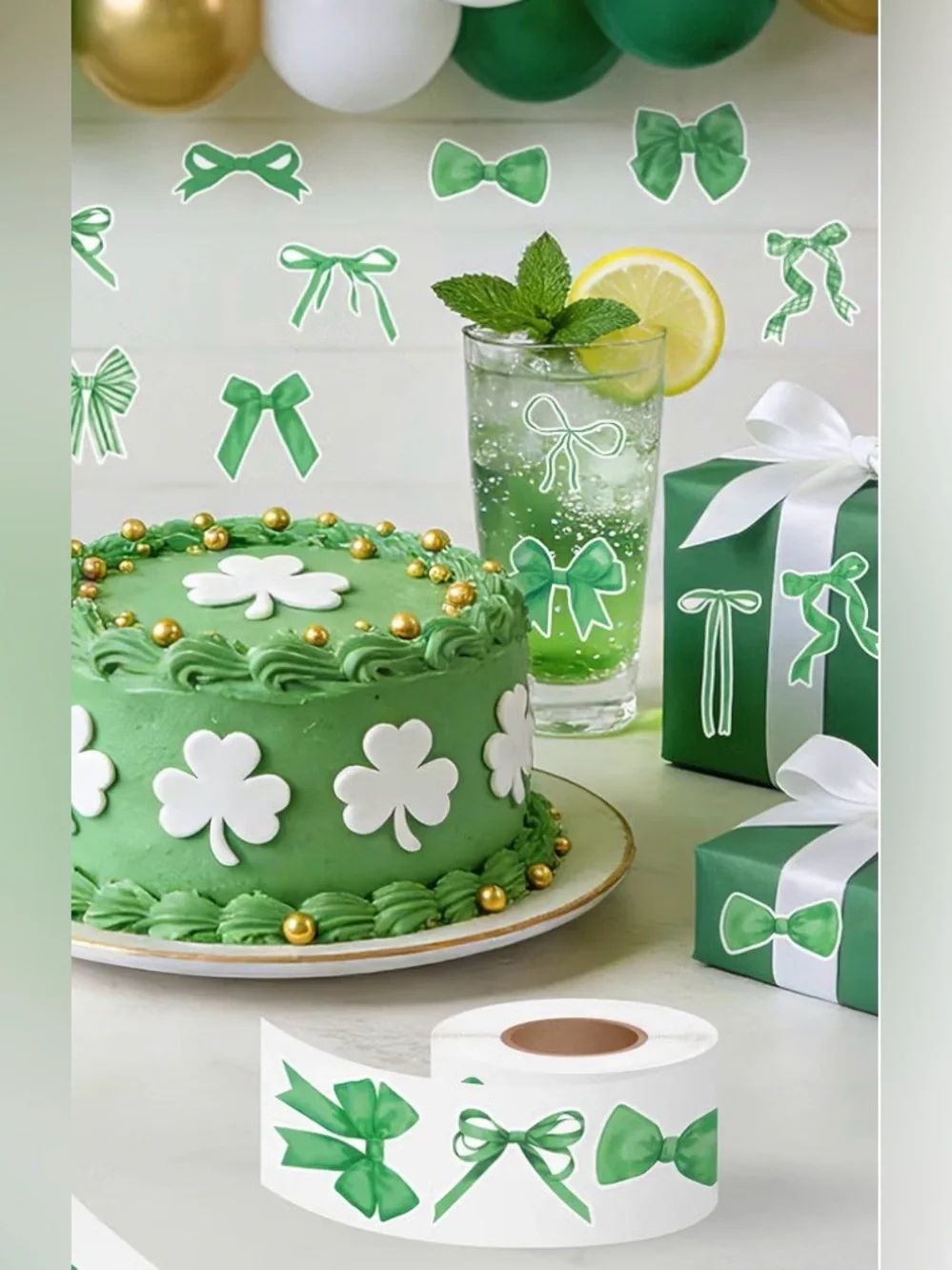 500 Green Bow Variety Sticker Set - Home Party Supplies